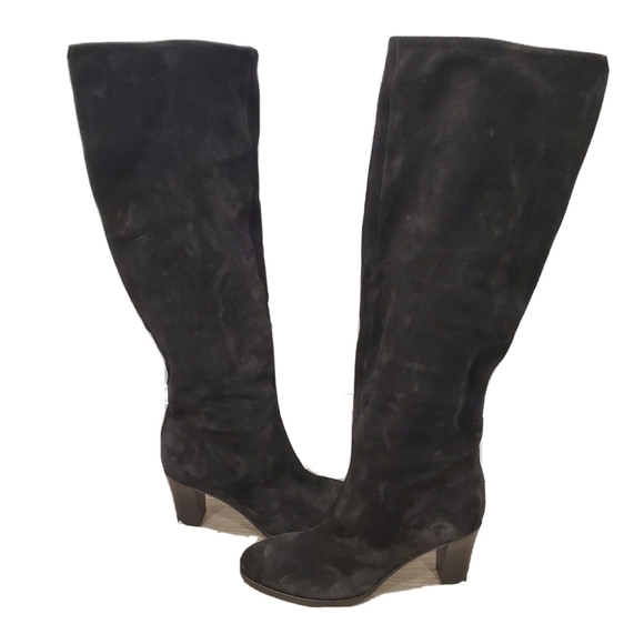 NEW Vince Casper Black Suede Knee High Boots - Picture 2 of 9